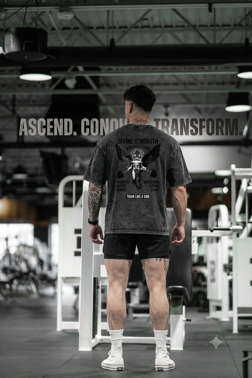 Train Like A God Unisex Acid Washed Oversized Tee